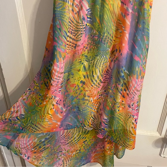 Tropical Colorful Strappy High Low Angie Dress | Floral Pattern Wedding Summer - Picture 6 of 12